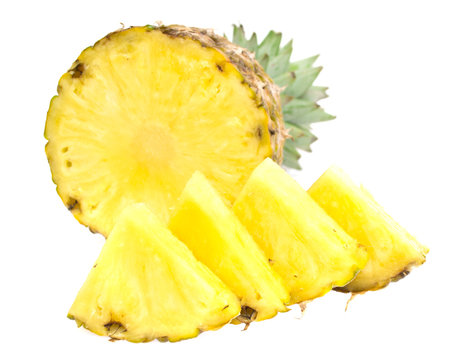 Fresh sliced pineapple isolated on white background