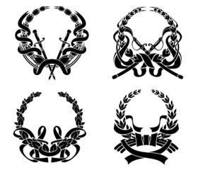 Coats of ams with swords and ribbons