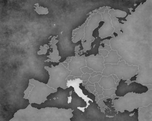 Map of Europe - Italy (b&w)