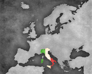Map of Europe - Italy (b&w)