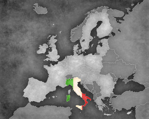 Map of European Union - Italy (b&w)