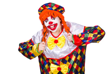 Clown in the costume isolated on white