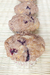 Freshly baked homemade blueberry muffins