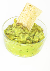 Guacamole and a Tortilla Chip