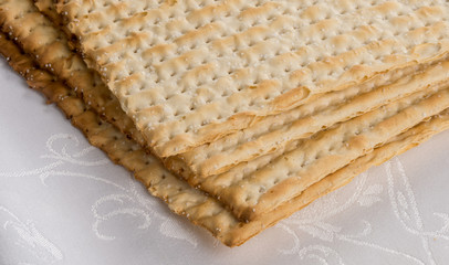 Closeup of Matzah on Plate