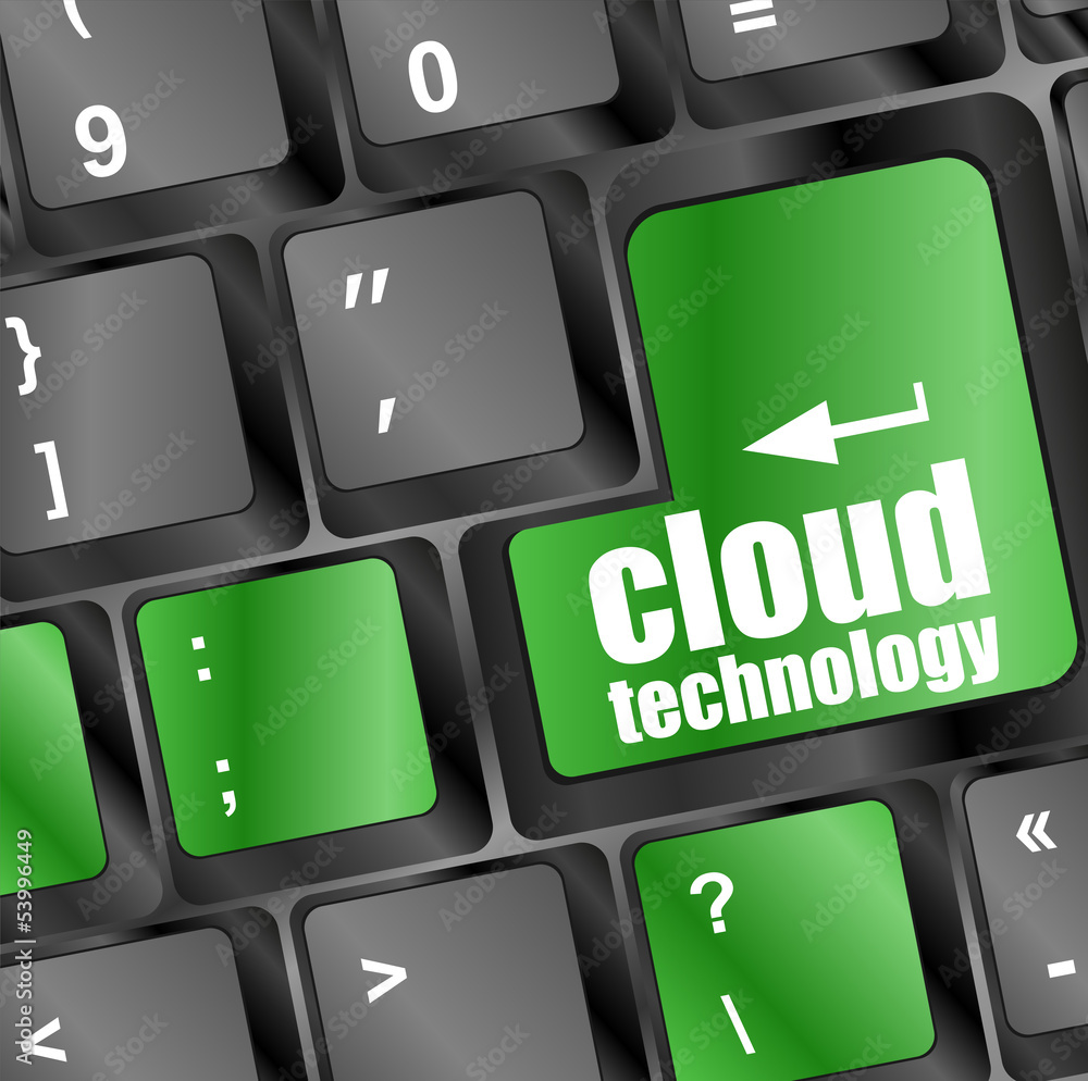 Poster connect to cloud concept on button of the keyboard key