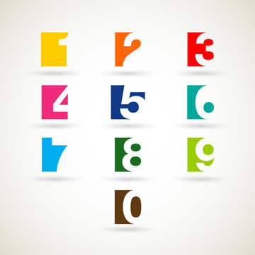 Numbers set with bright  color