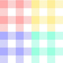 Gingham checkered fabric  in pastel colors seamless pattern set