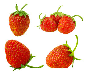 Set strawberries on a white background
