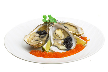 Oysters with black cavair