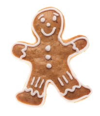 Christmas gingerbread cookie on white background.
