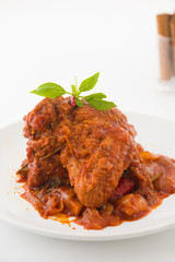 curry chicken rendang cooked in indian style with spicy sauce an