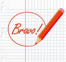 Bravo ! written with a red pencil.