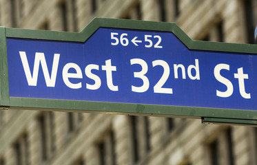 West 32nd street sign in New York City