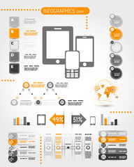 orange mobile phone world infographics