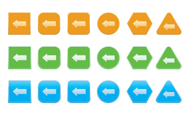 set of left arrow icons of different shape