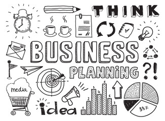 Business planning doodles elements