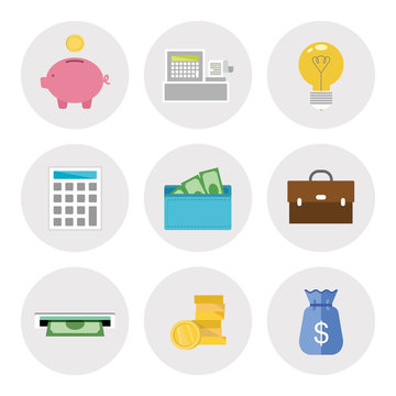 Finance icons in flat design