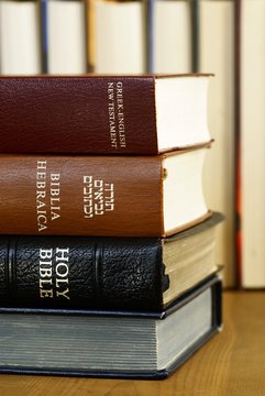 Holy Bible in different languages - english, hebrew and greek