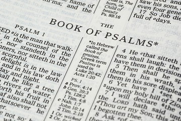 Holy Bible opened on the Book of Psalms
