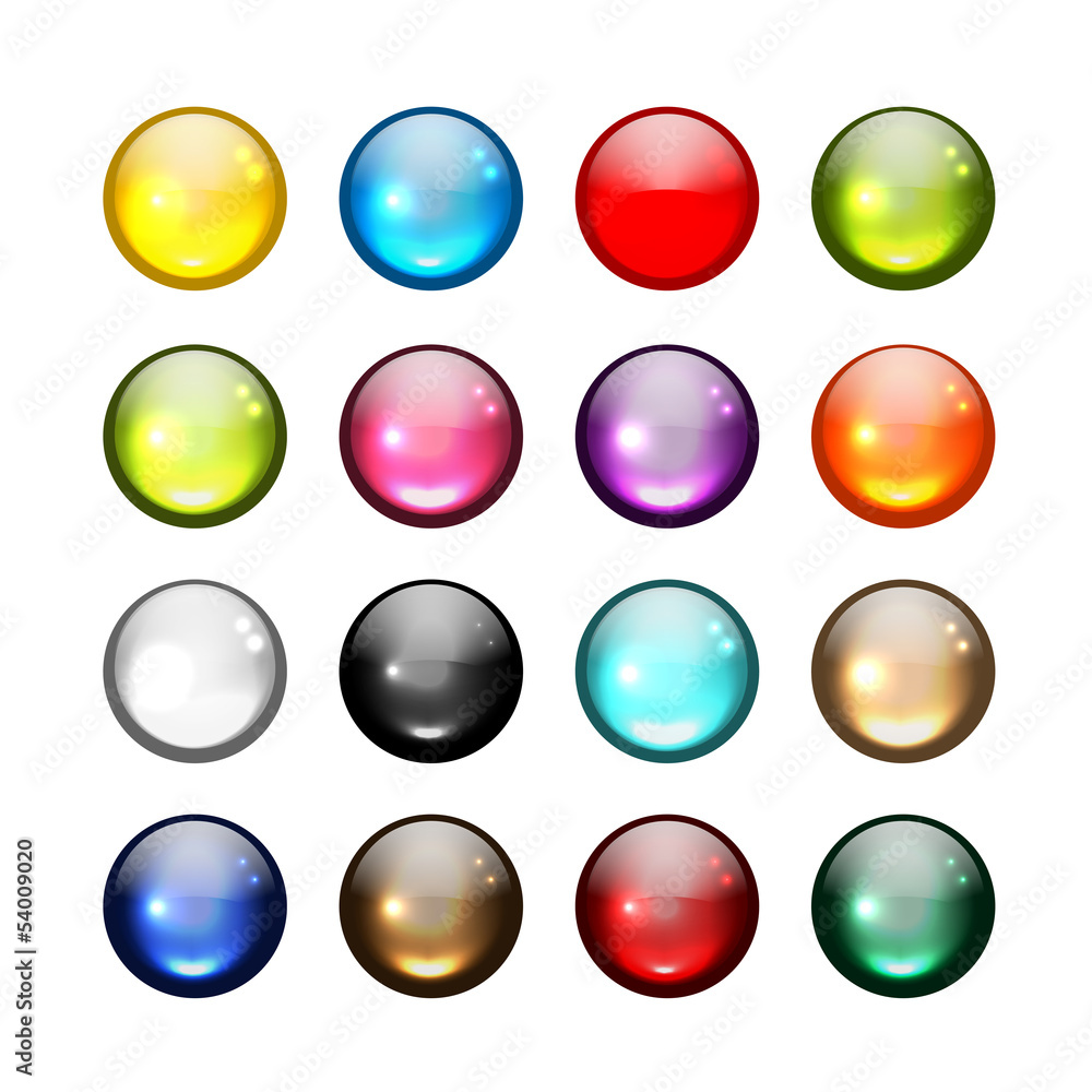 Poster set of glossy button icons for your design