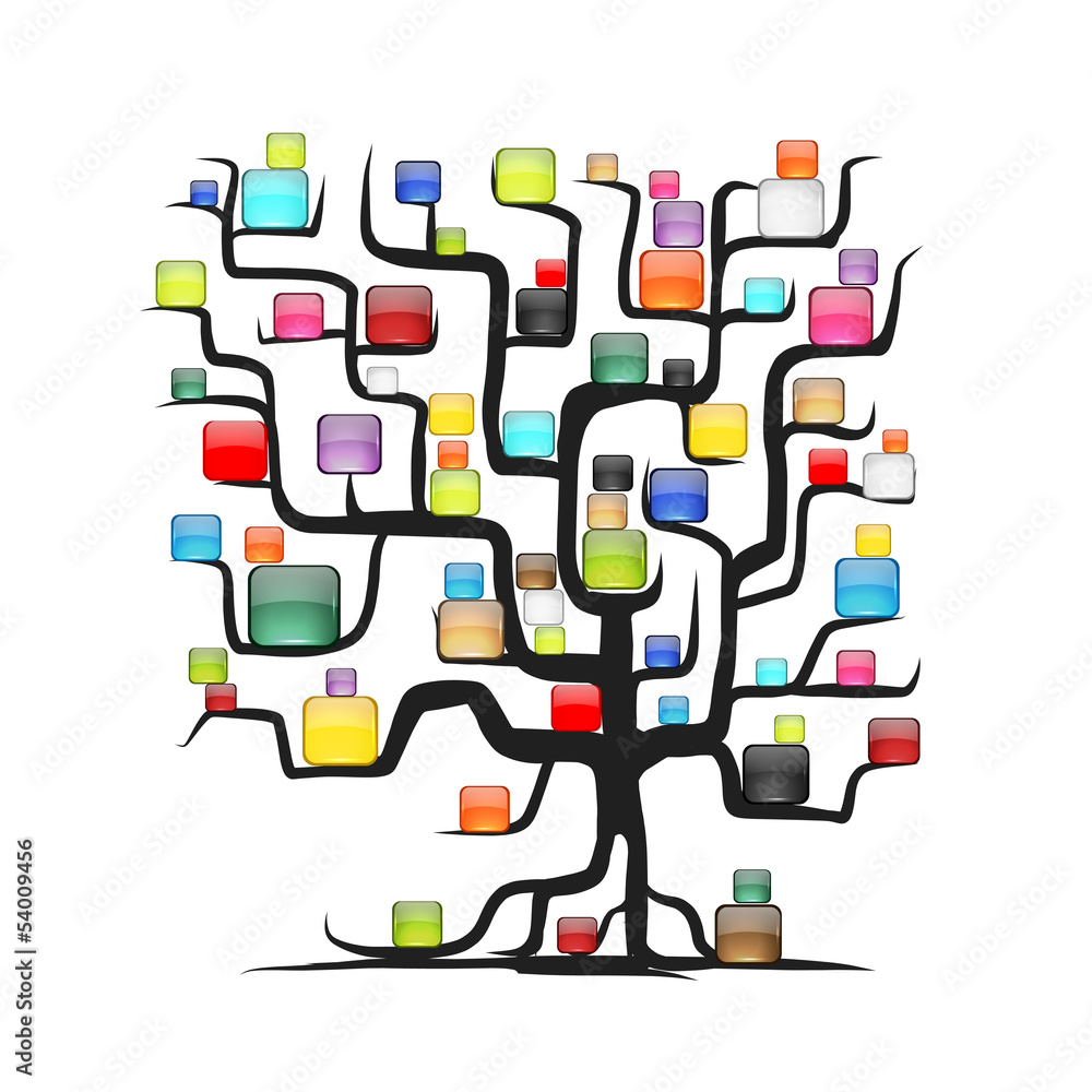 Poster abstract tree with glossy balls for your design