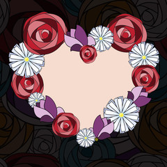 Abstract floral background. Vector heart