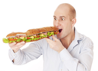 Man with large sandwich.