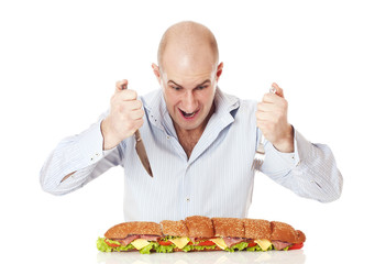 Man with large sandwich.