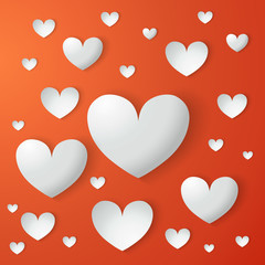 Illustration card of Valentine's day with paper hearts