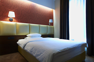 Double bed hotel room