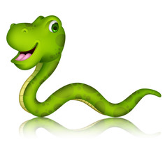cute green snake cartoon on white background