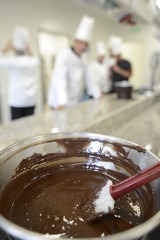 Closeup of melted chocolate ready for cooking