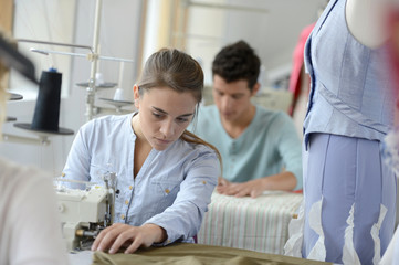 Fototapeta premium Student in dressmaking training class