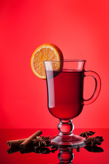 Mulled wine on red
