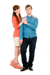 Young love couple in full view