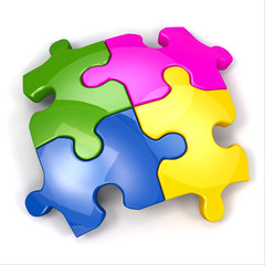 Jigsaw puzzle on white isolated background.