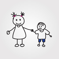 children vector hand drawn