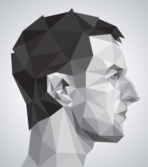 Profile of young man in origami style - 54015222