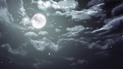 Naklejka premium Halloween moon and dark sky wide