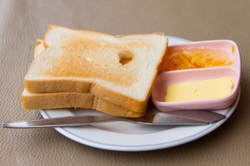 Toast with jam and butter