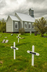 Traditional icelanding church in Reykholt