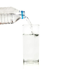 Water bottle pour water to glass