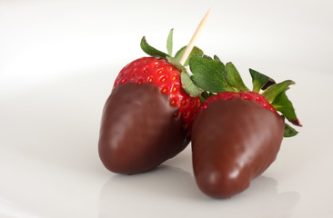 Chocolate Covered Strawberries on a white plate