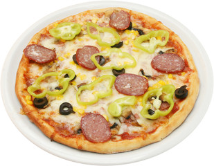 Pizza Calabrese  with  flat sausage salami bacon cheese