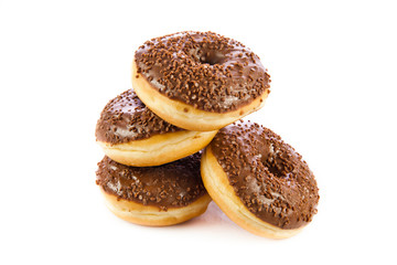 Obraz na płótnie Canvas Chocolate Donuts . Isolated on a white background. doughnut