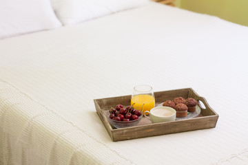 Breakfast tray in bed