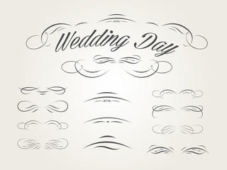 Vector set of calligraphic design elements for wedding cards