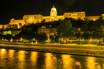 Fototapeta na wymiar Buda Castle, Budapest night view over the Danube river