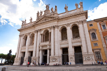 Fototapeta na wymiar San Giovanni al Laterano Basilica front fachade at Rome